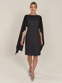 APART Kleid mit Chiffonstola aus einer leicht strukturierten Ware und angearbeitetem Cape | schwarz