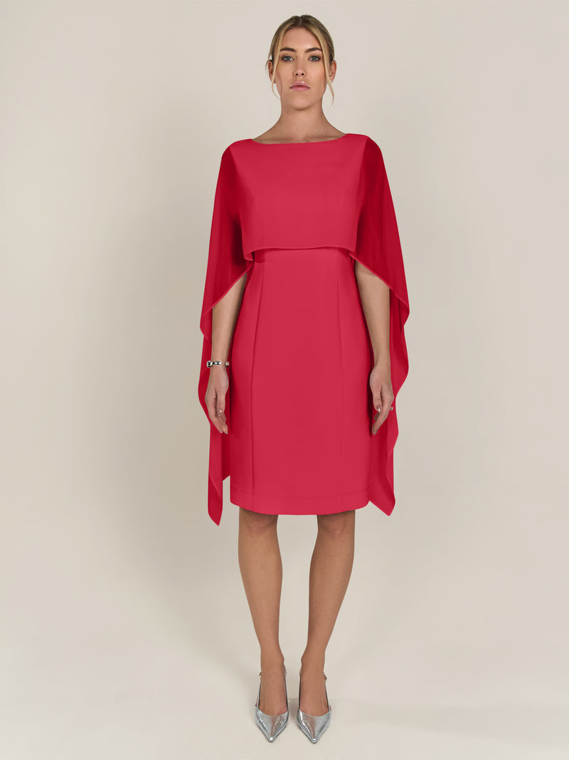 APART Kleid mit Chiffonstola aus einer leicht strukturierten Ware und angearbeitetem Cape | rot