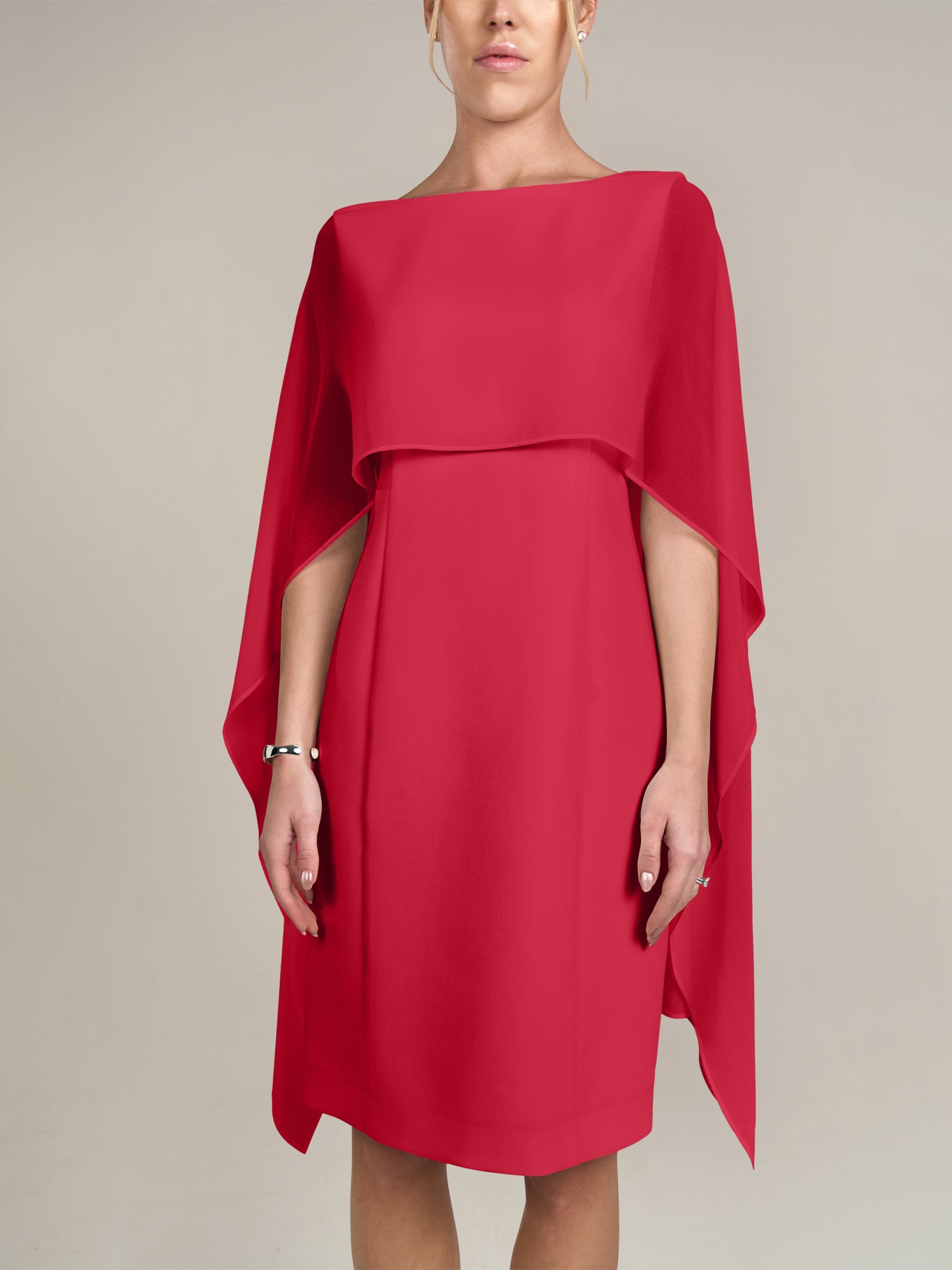 APART Kleid mit Chiffonstola aus einer leicht strukturierten Ware und angearbeitetem Cape | rot