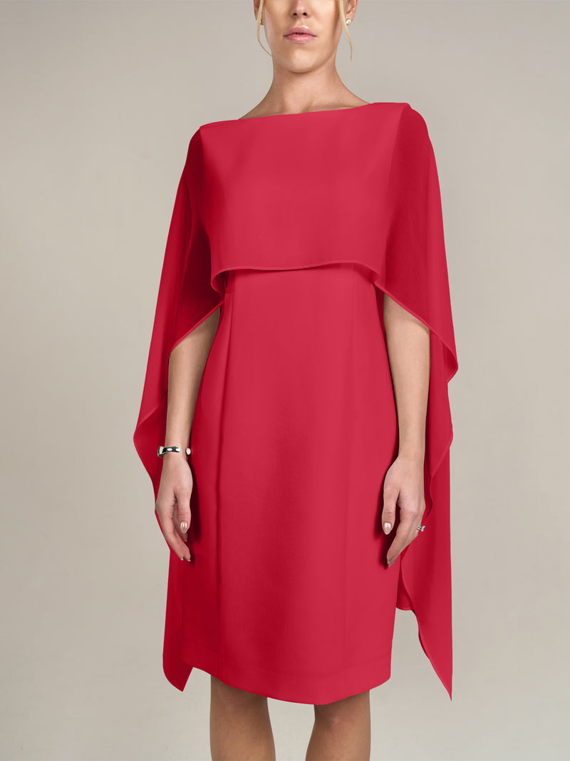 APART Kleid mit Chiffonstola aus einer leicht strukturierten Ware und angearbeitetem Cape | rot