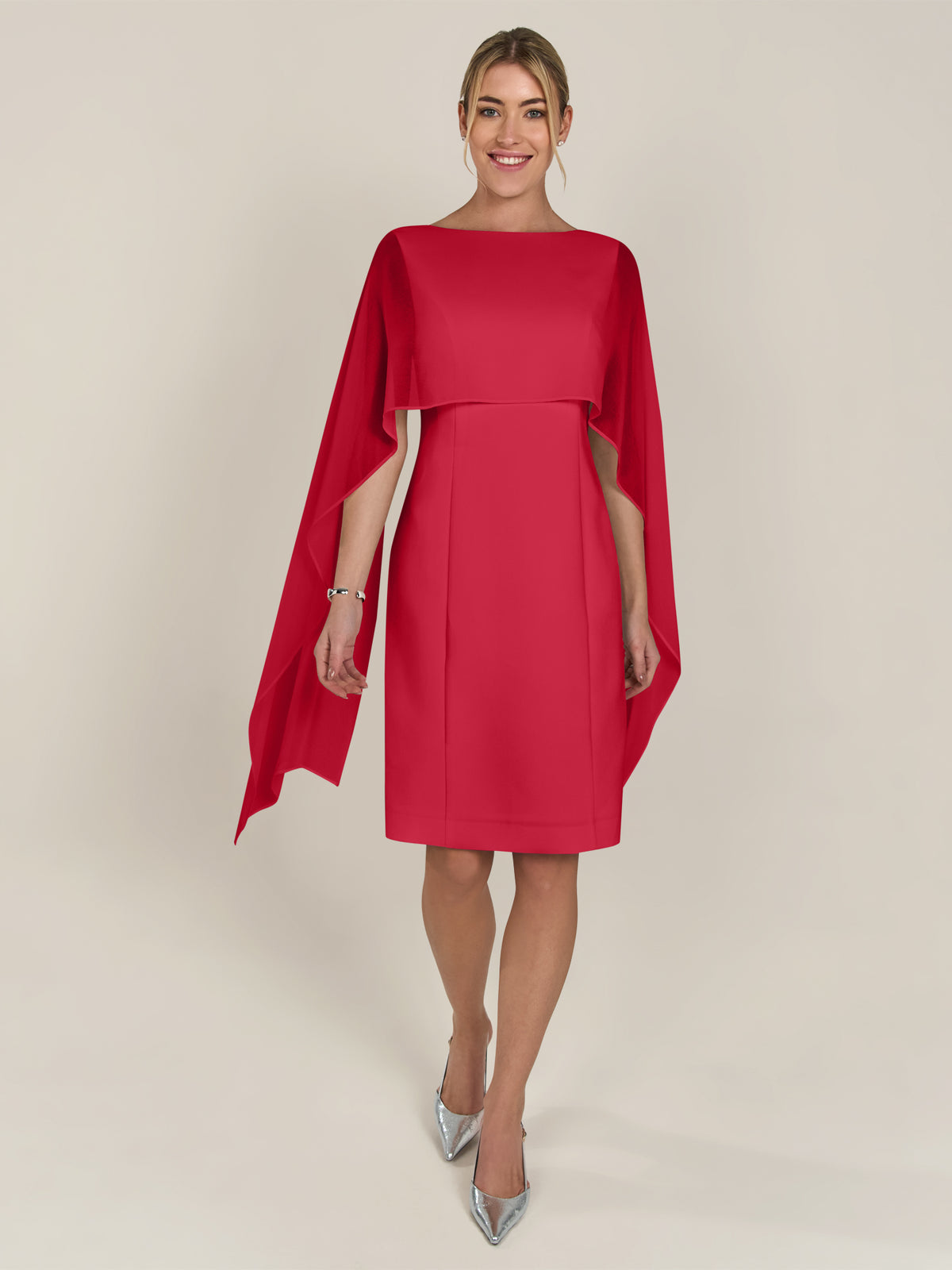 APART Kleid mit Chiffonstola aus einer leicht strukturierten Ware und angearbeitetem Cape | rot