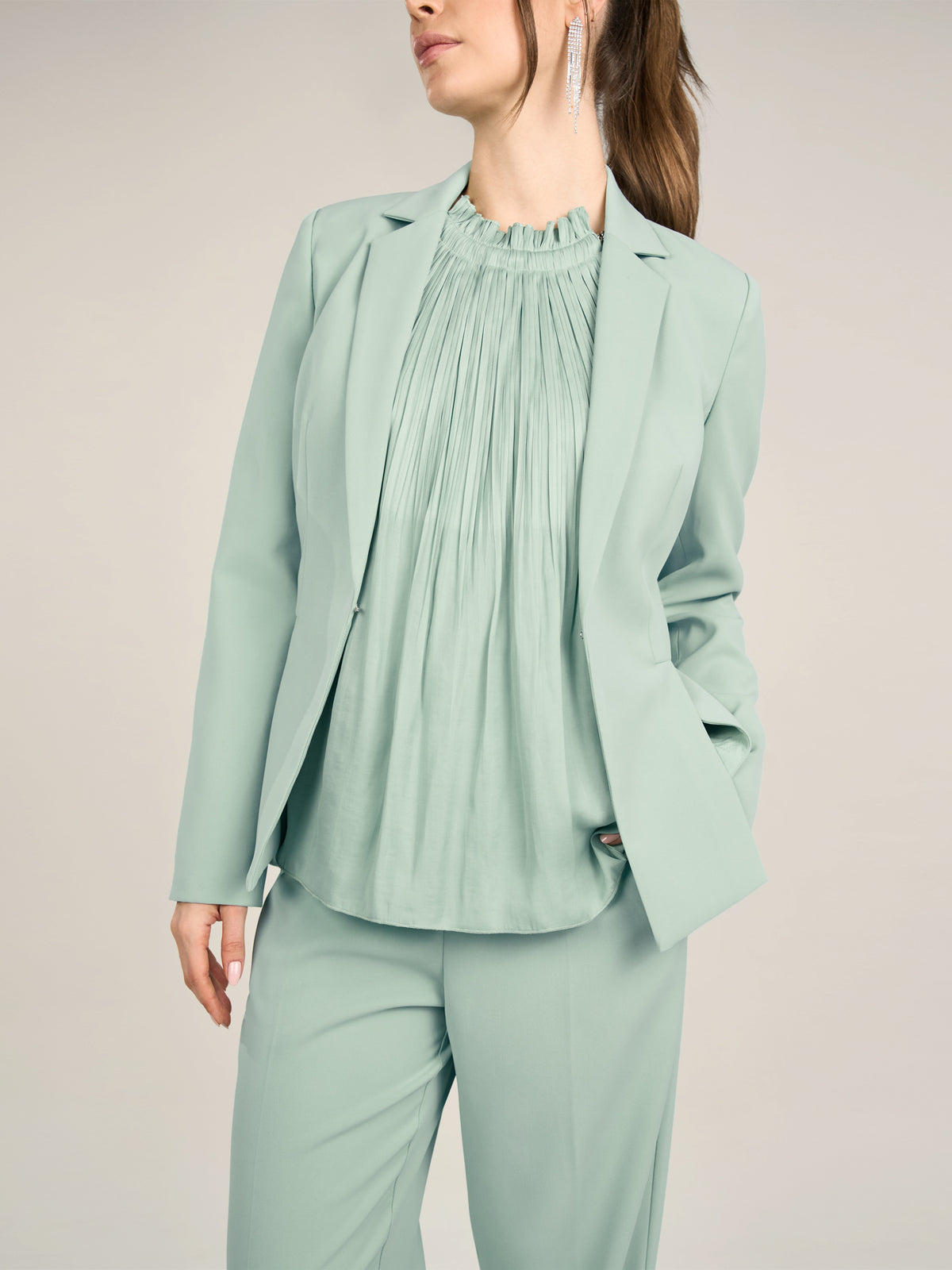 APART Blazer mit langgezogenem Revers und vorne langen Schlitzen | mint