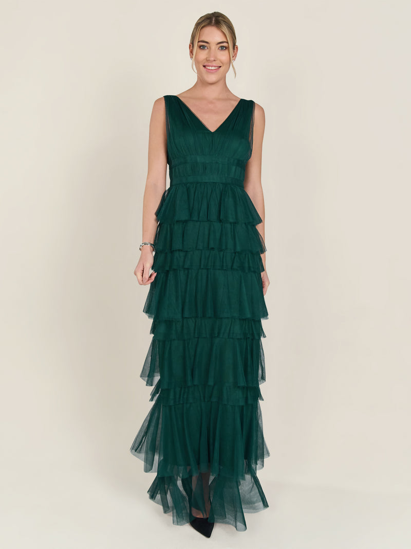 APART Abendkleid aus Jersey mit Mesh | emerald