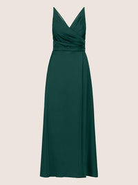 APART Satin-Abendkleid mit Wickeleffekt | emerald