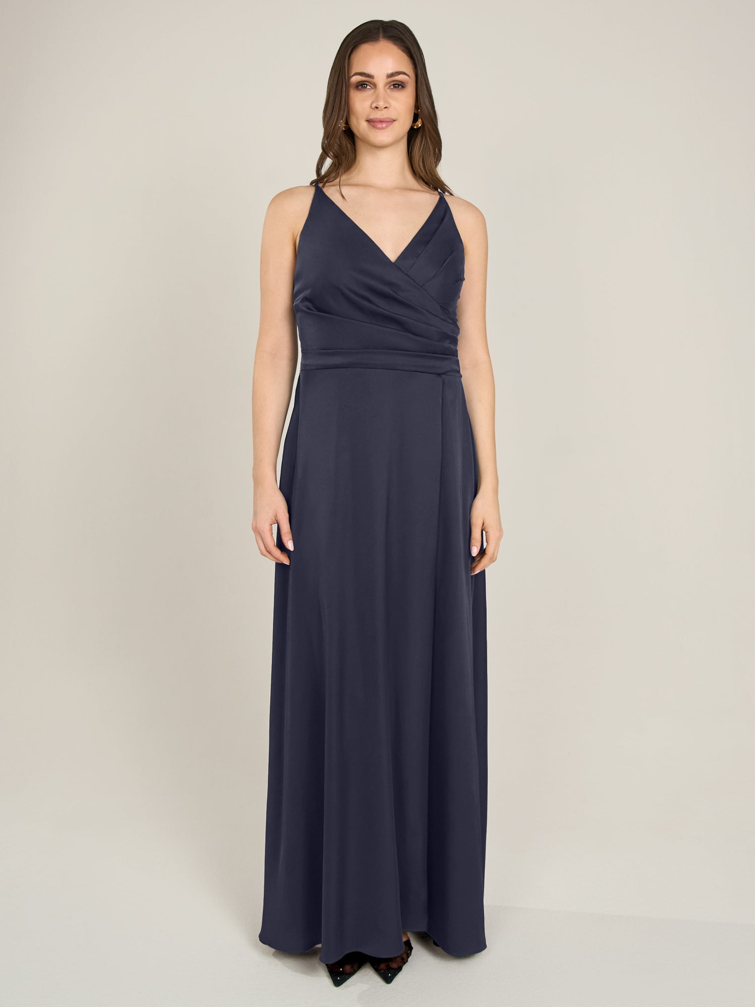 APART Satin-Abendkleid mit Wickeleffekt | nachtblau