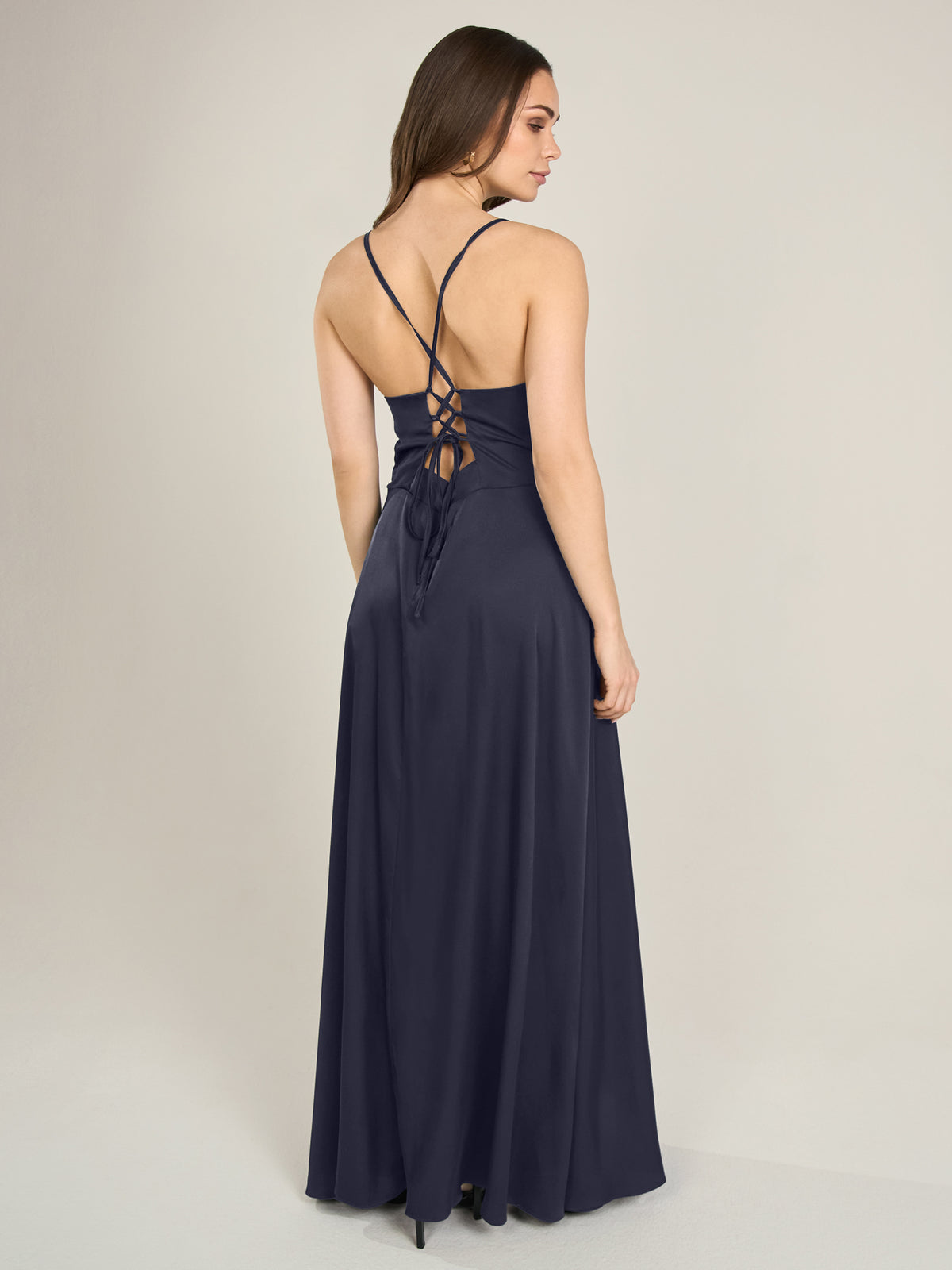 APART Satin-Abendkleid mit Wickeleffekt | nachtblau