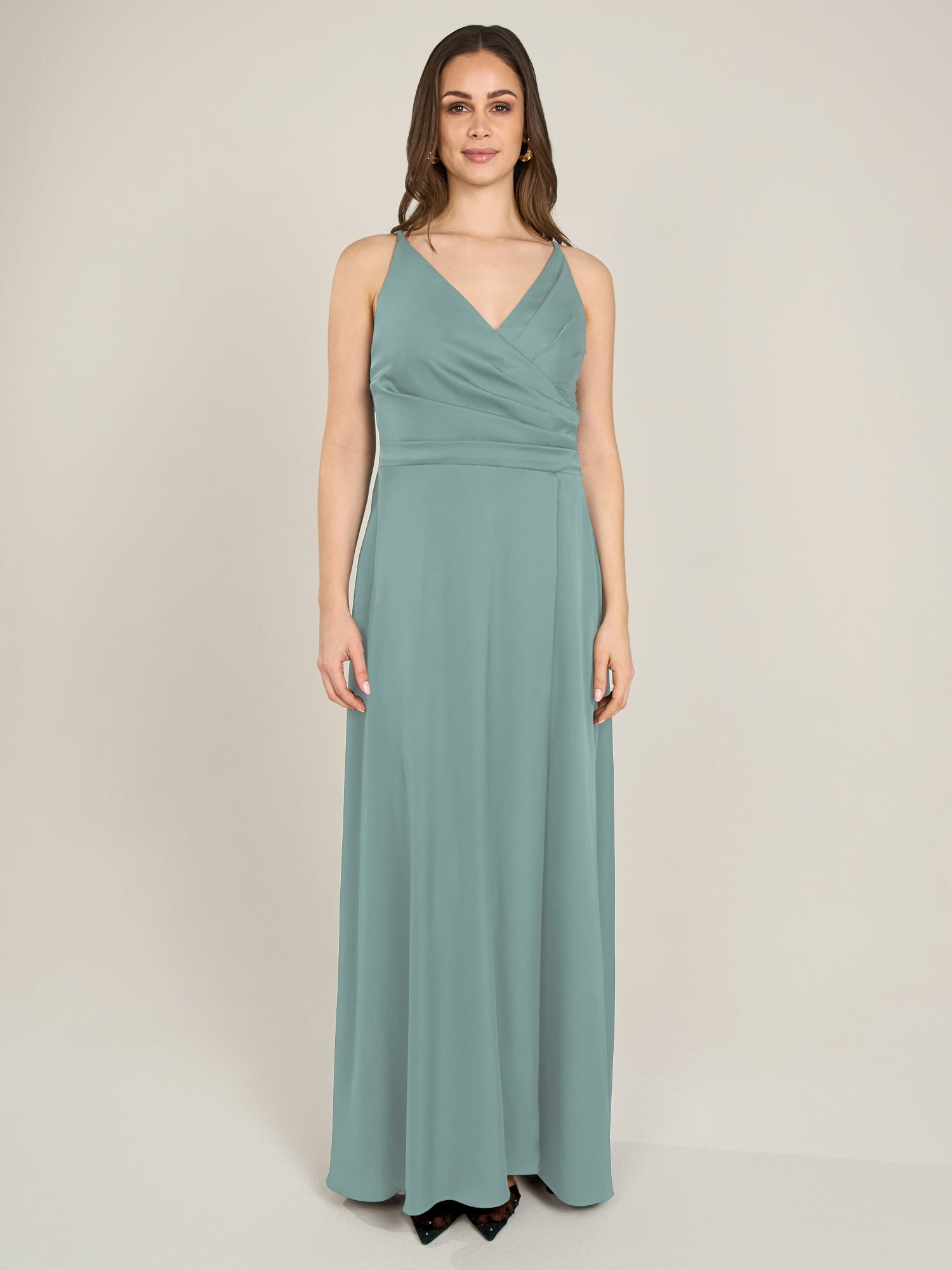 APART Satin-Abendkleid mit Wickeleffekt | jade