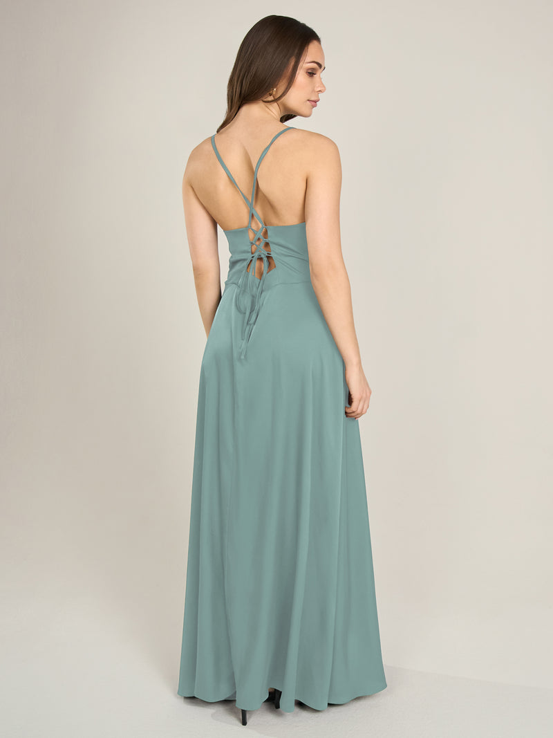 APART Satin-Abendkleid mit Wickeleffekt | jade