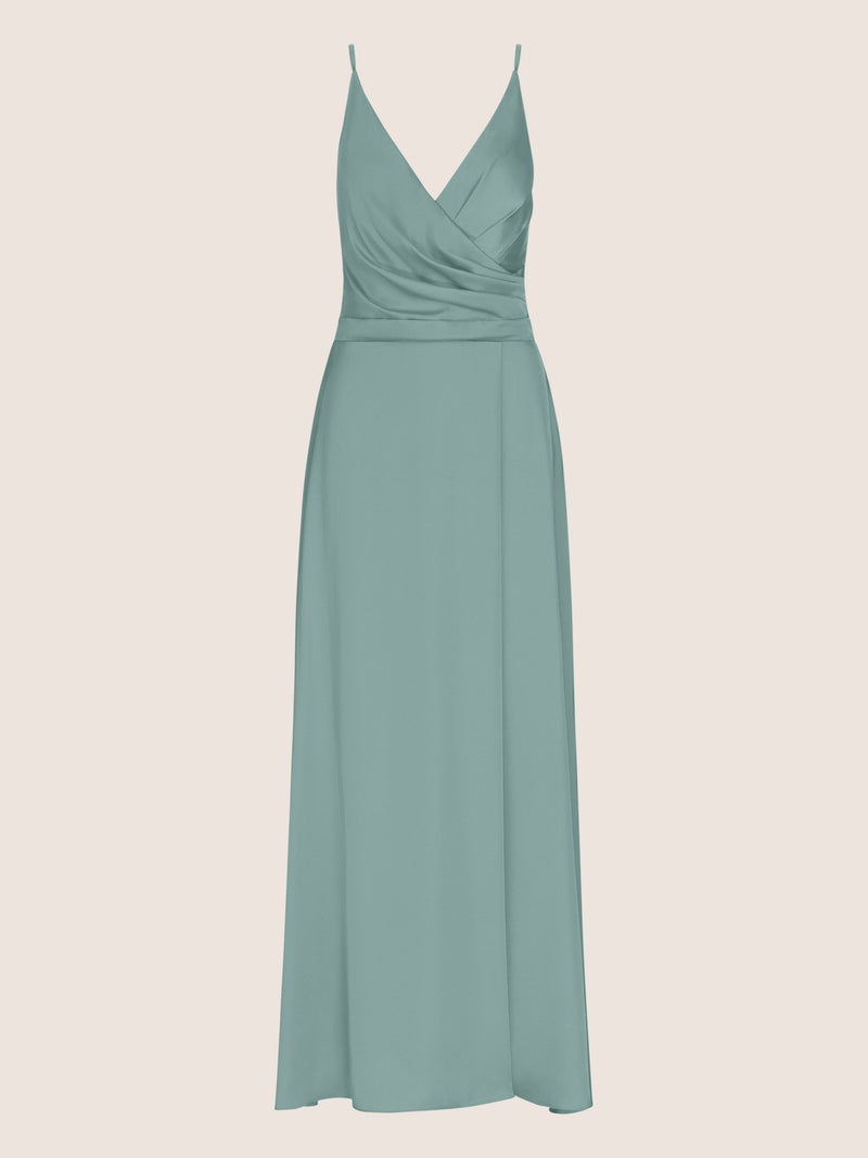 APART Satin-Abendkleid mit Wickeleffekt | jade