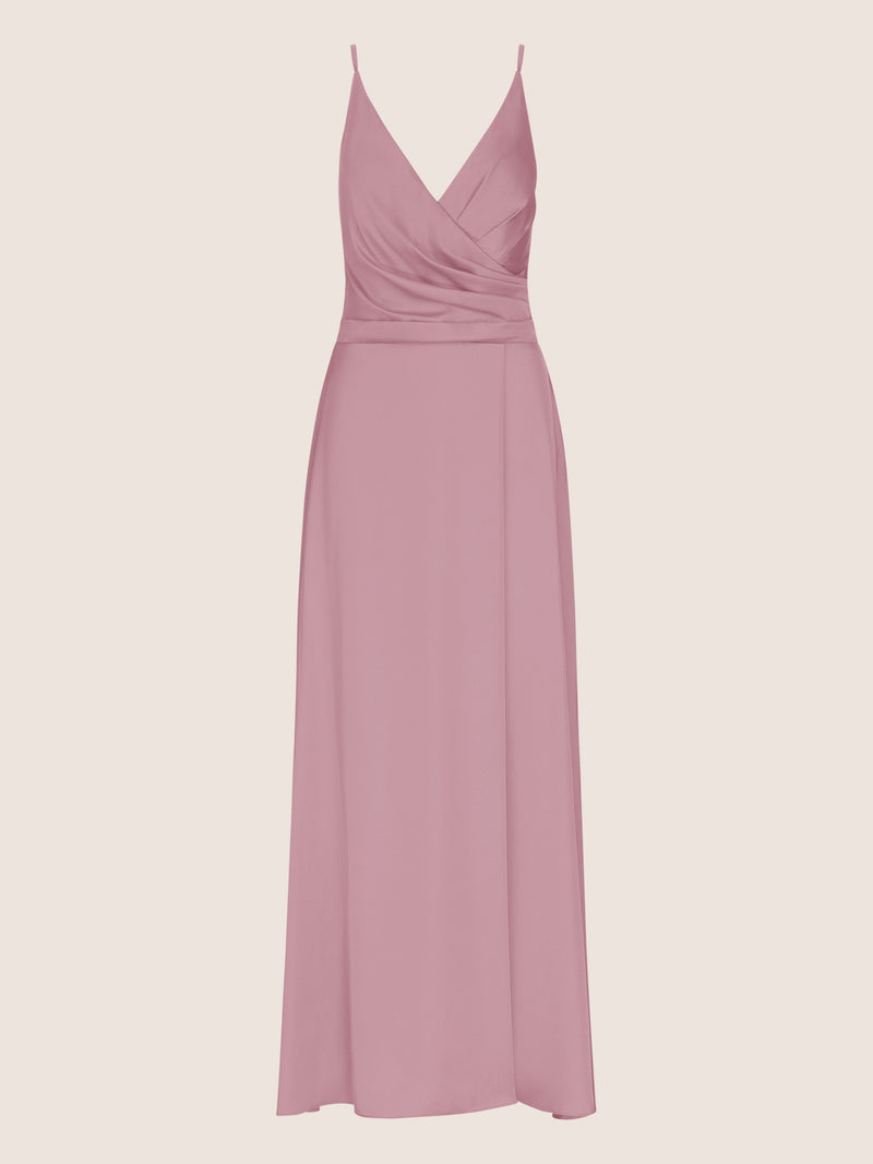 APART Satin-Abendkleid mit Wickeleffekt | mauve