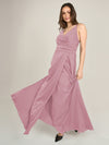 APART Satin-Abendkleid mit Wickeleffekt | mauve