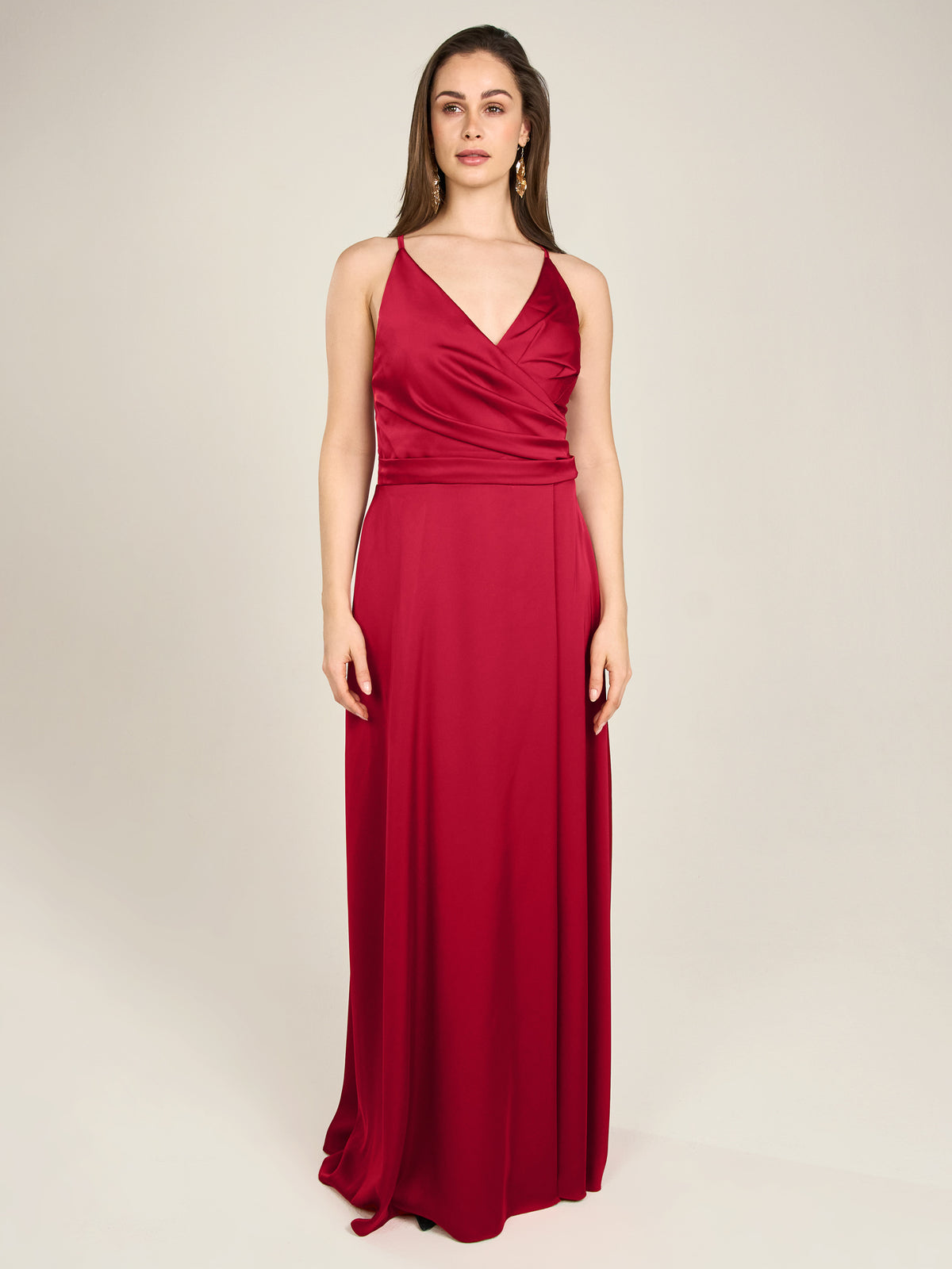 APART Satin-Abendkleid mit Wickeleffekt | rot