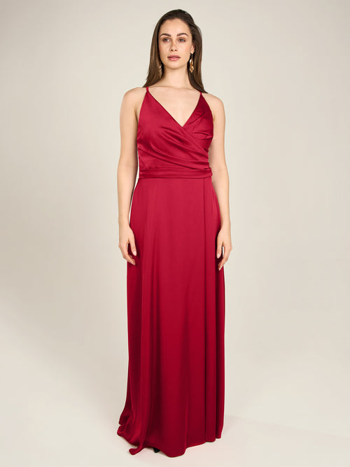 APART Satin-Abendkleid mit Wickeleffekt | rot image 1