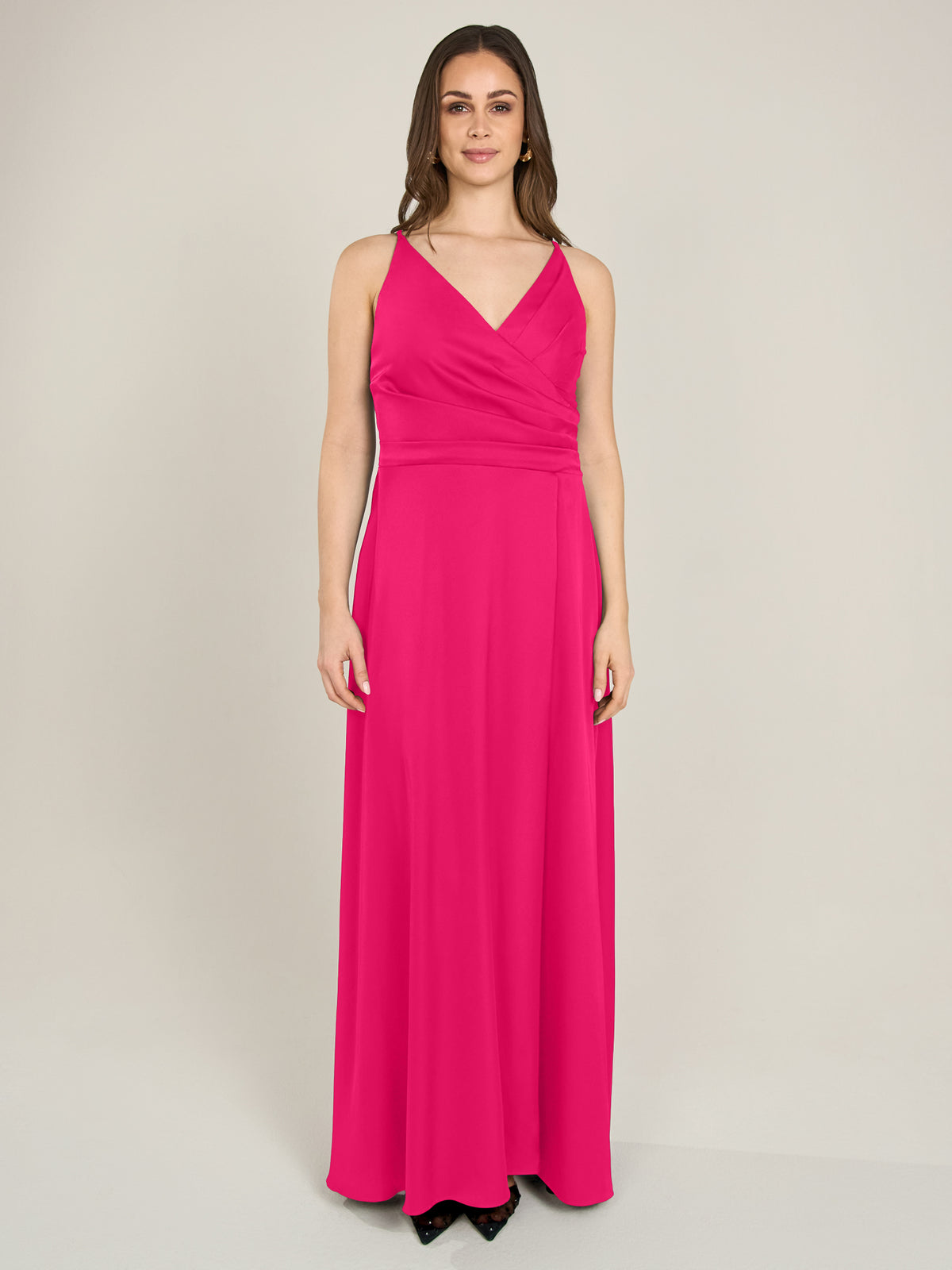 APART Satin-Abendkleid mit Wickeleffekt | pink