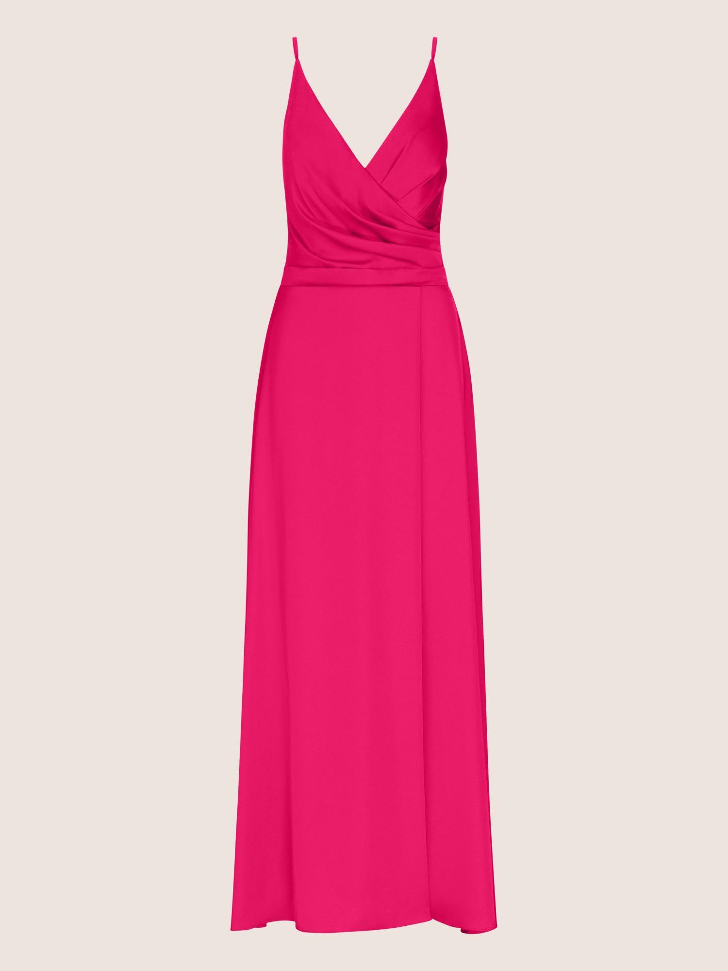 APART Satin-Abendkleid mit Wickeleffekt | pink