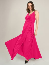 APART Satin-Abendkleid mit Wickeleffekt | pink