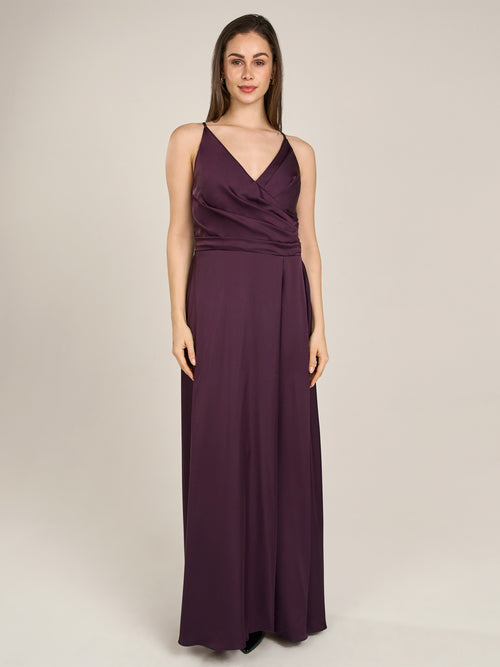 APART Satin-Abendkleid mit Wickeleffekt | pflaume image 1