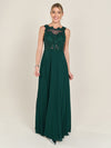 APART Abendkleid im Materialmix aus bestickter Spitze und Chiffon | emerald