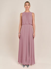 APART Abendkleid mit lose fallendem Sonnenplissee-Part bis zur Taille | mauve