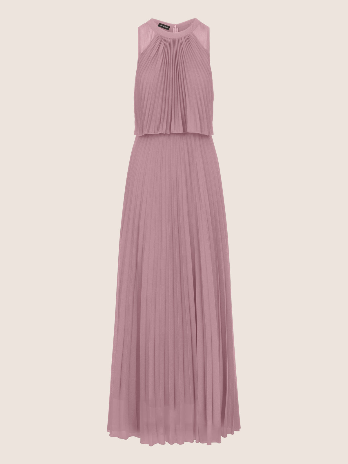 APART Abendkleid mit lose fallendem Sonnenplissee-Part bis zur Taille | mauve