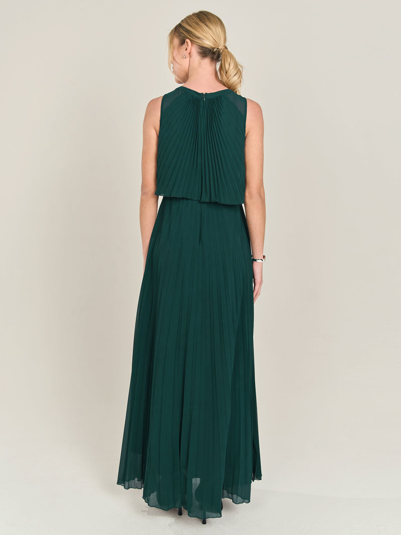 APART Abendkleid mit lose fallendem Sonnenplissee-Part bis zur Taille | emerald