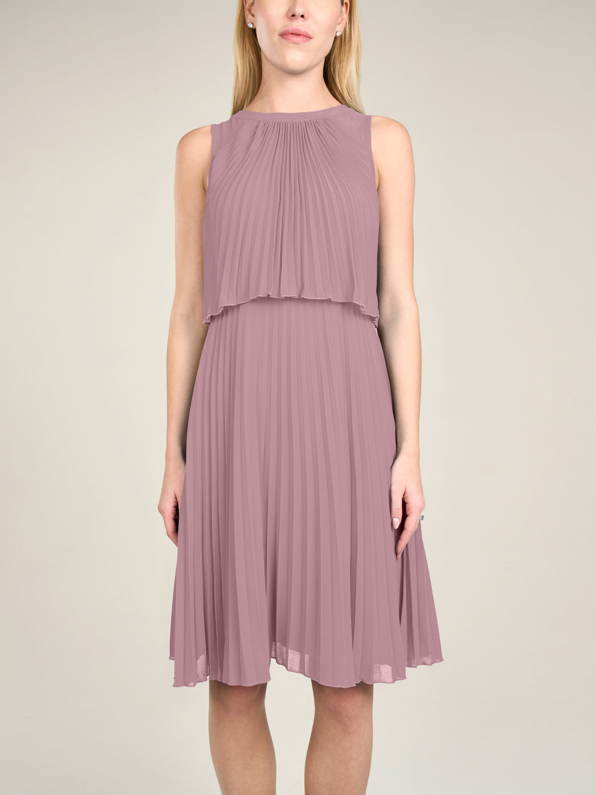 APART Cocktailkleid mit rundem Ausschnitt und schmalem , sichtbaren Halsring | mauve