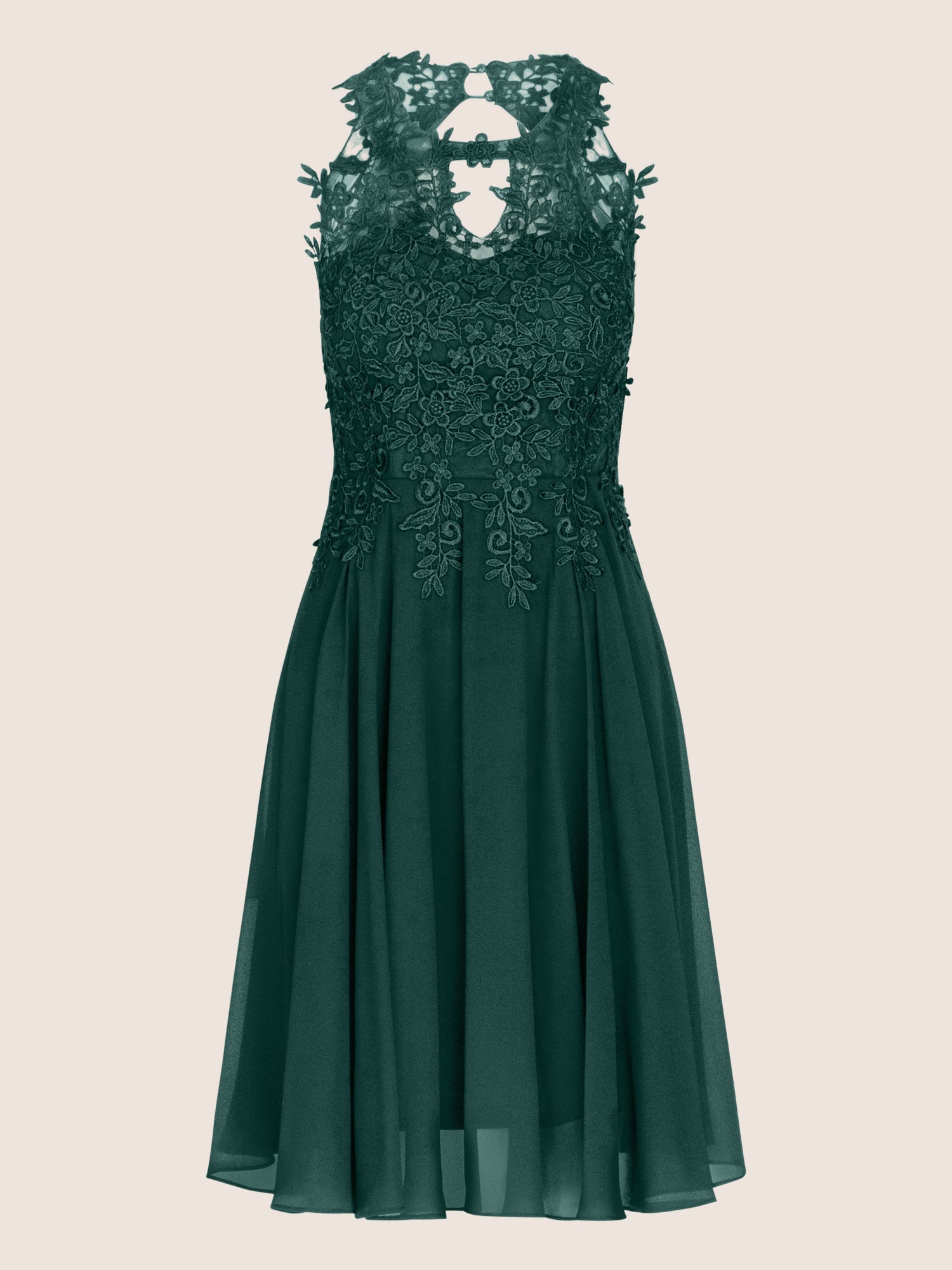 APART Cocktailkleid aus einer plastischen Spitze und Chiffon | emerald