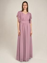 APART langes Chiffonkleid aufwendig gearbeitet mit drappierten Einsätzen | mauve