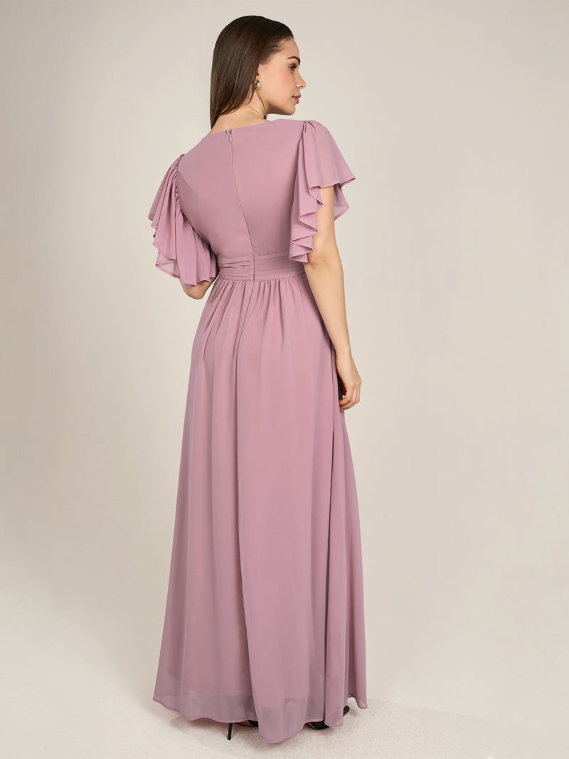 APART langes Chiffonkleid aufwendig gearbeitet mit drappierten Einsätzen | mauve