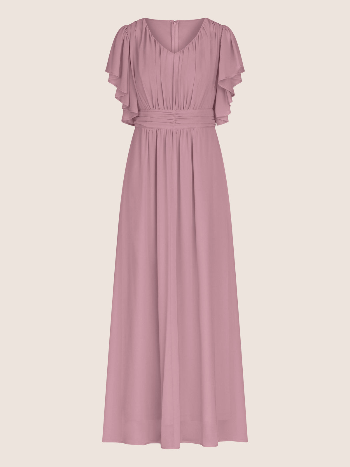 APART langes Chiffonkleid aufwendig gearbeitet mit drappierten Einsätzen | mauve