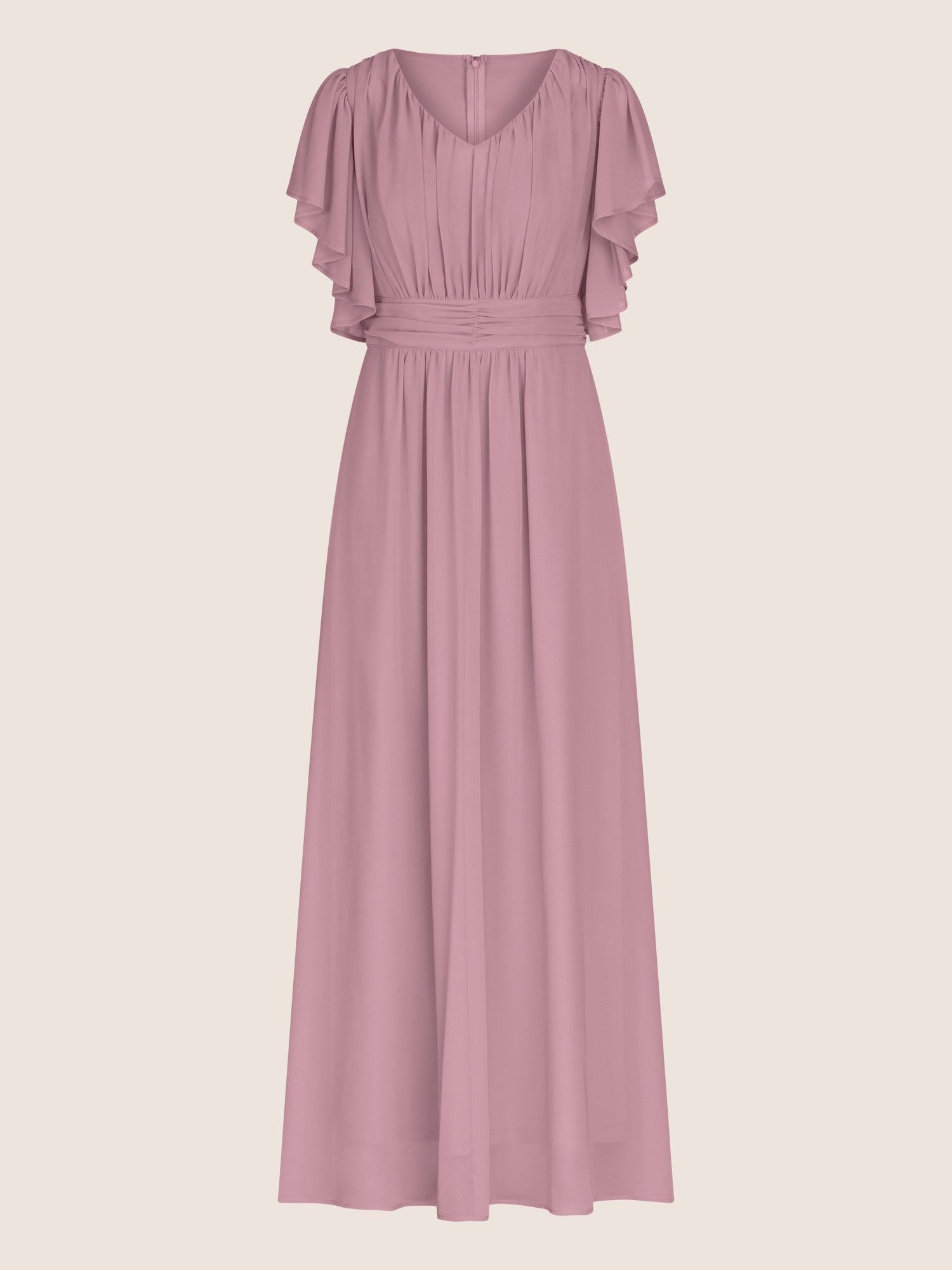 APART langes Chiffonkleid aufwendig gearbeitet mit drappierten Einsätzen | mauve