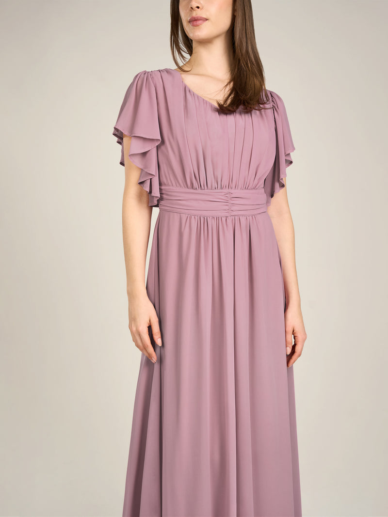 APART langes Chiffonkleid aufwendig gearbeitet mit drappierten Einsätzen | mauve