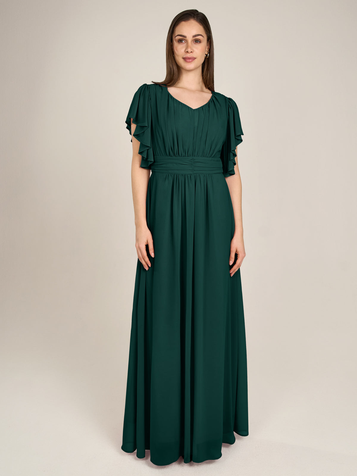 APART langes Chiffonkleid aufwendig gearbeitet mit drappierten Einsätzen | emerald