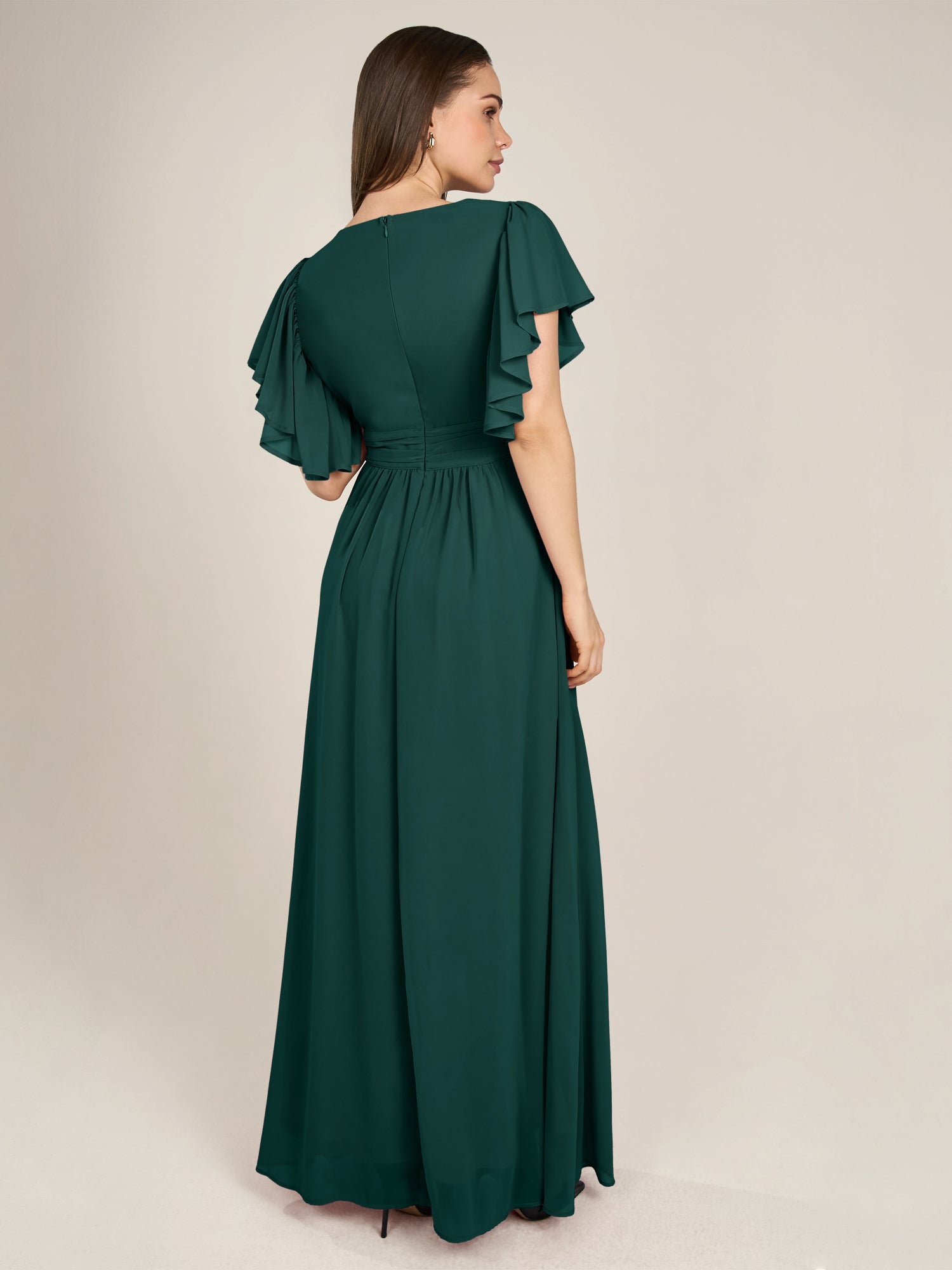 APART langes Chiffonkleid aufwendig gearbeitet mit drappierten Einsätzen | emerald