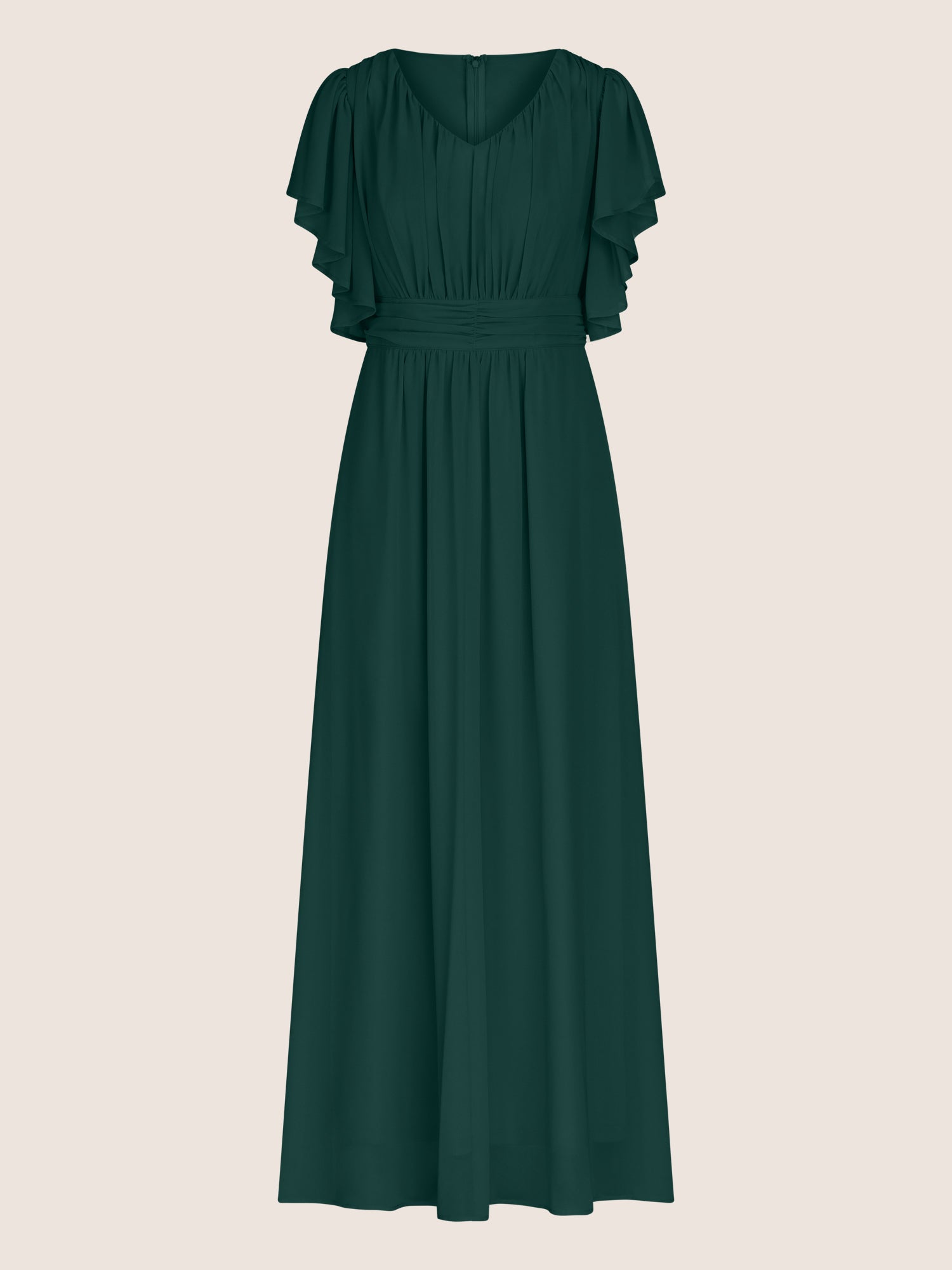 APART langes Chiffonkleid aufwendig gearbeitet mit drappierten Einsätzen | emerald