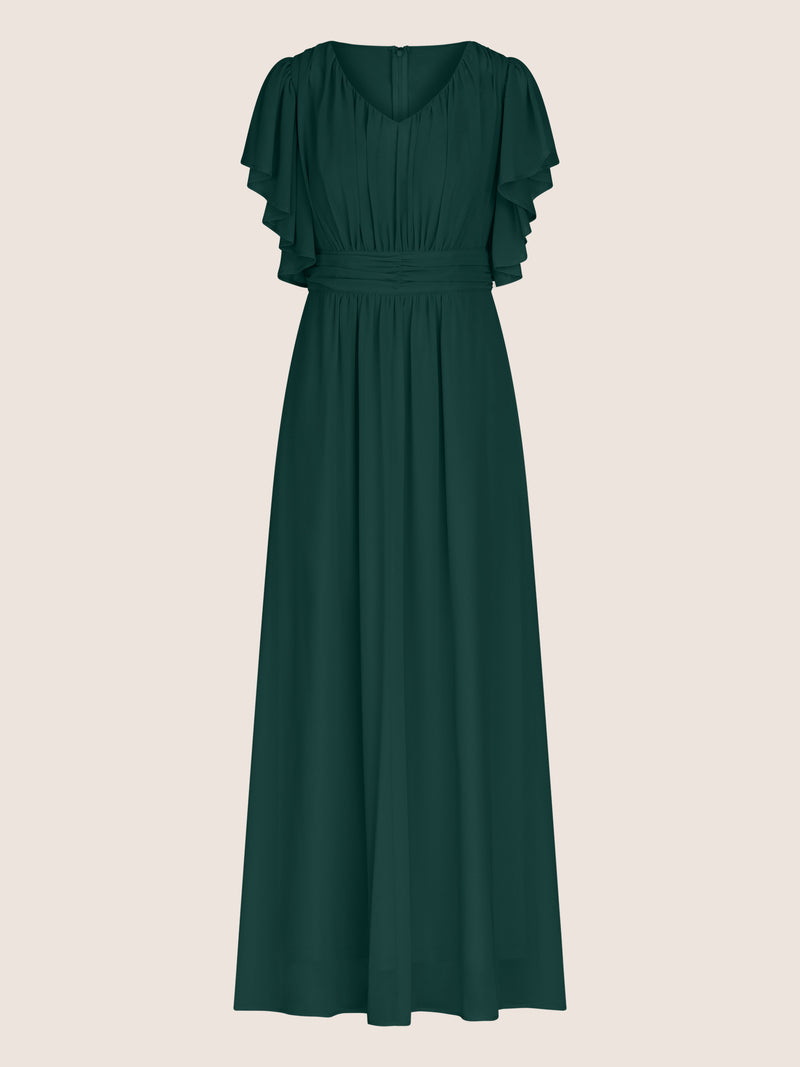 APART langes Chiffonkleid aufwendig gearbeitet mit drappierten Einsätzen | emerald