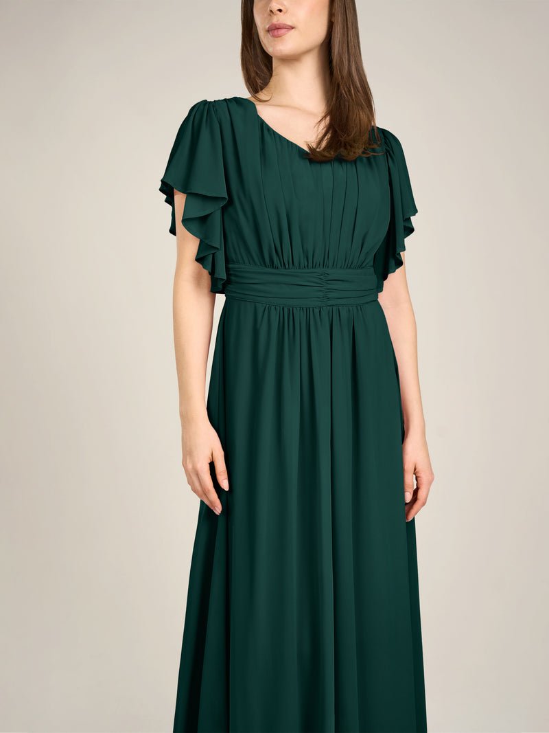 APART langes Chiffonkleid aufwendig gearbeitet mit drappierten Einsätzen | emerald