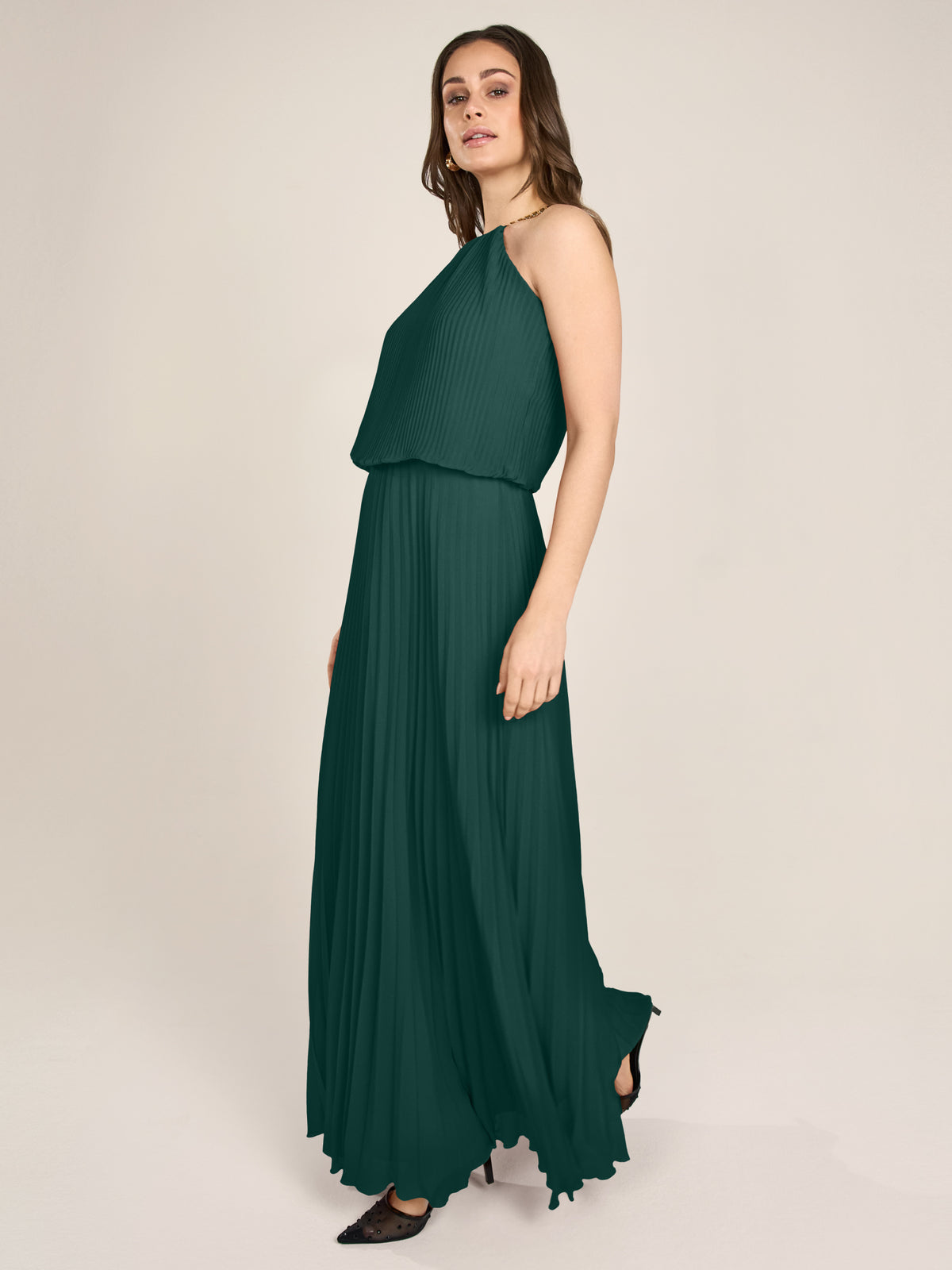 APART Plisseekleid im Neckholder-Stil | emerald