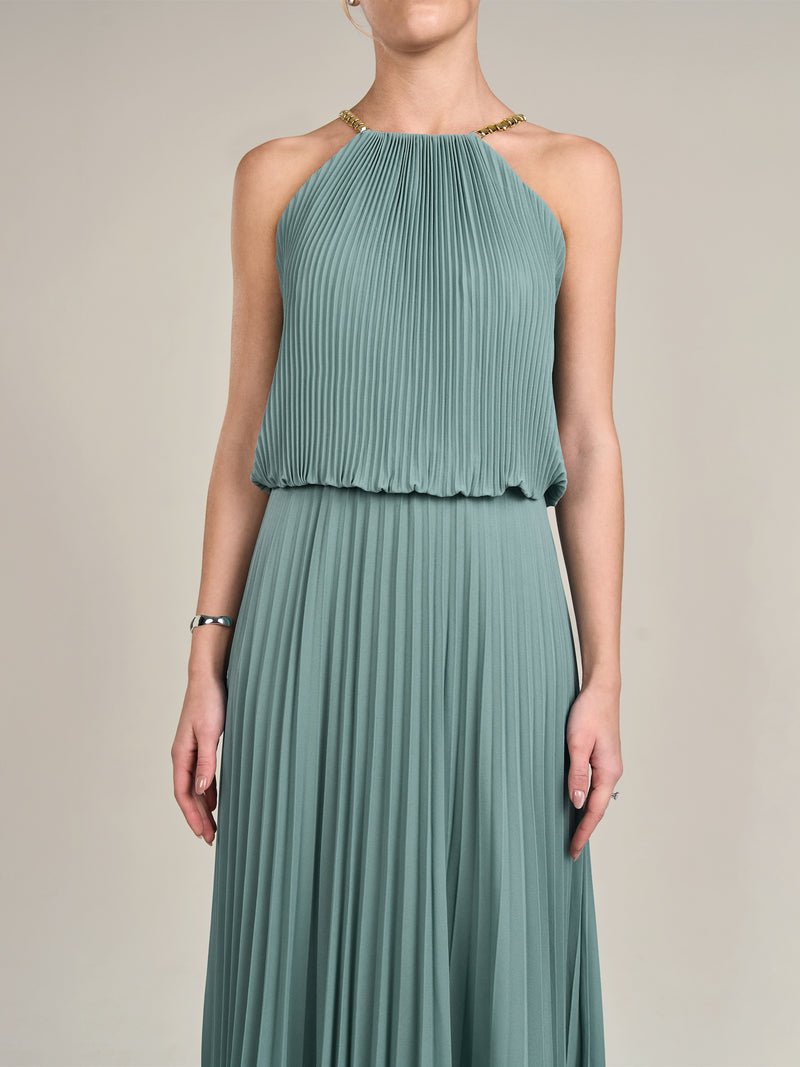 APART Plisseekleid im Neckholder-Stil | jade