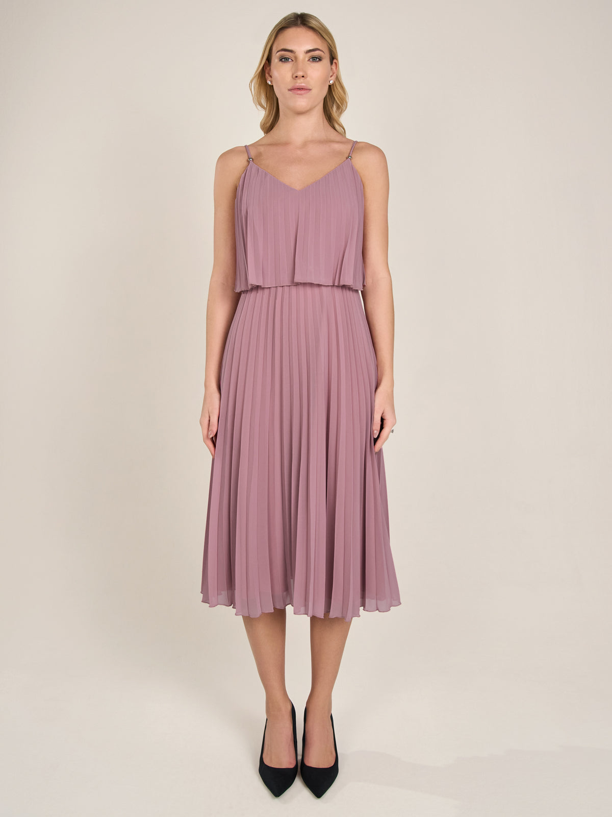 APART kurzes Plisseekleid in 2in1 Optik | mauve