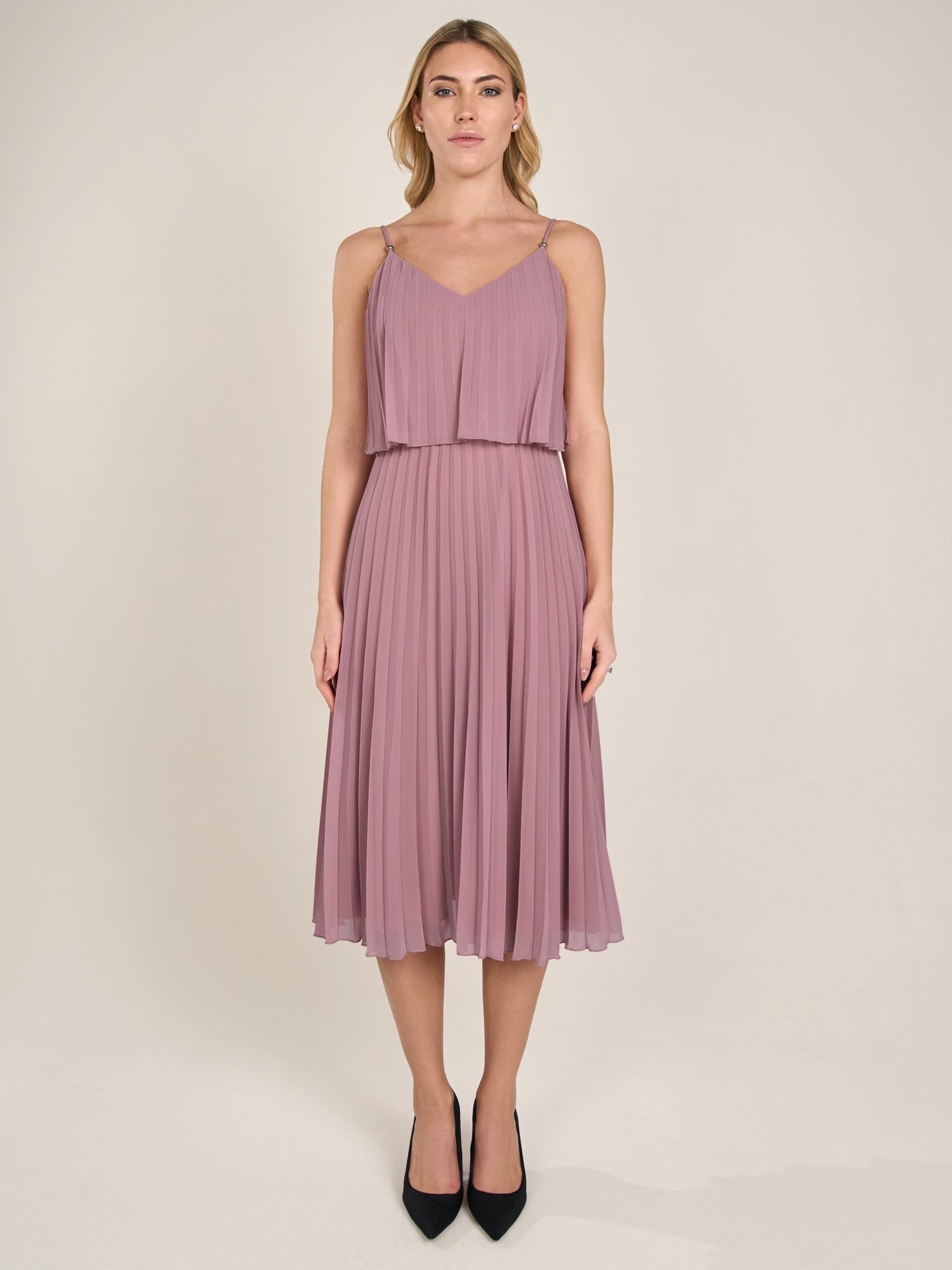 APART kurzes Plisseekleid in 2in1 Optik | mauve