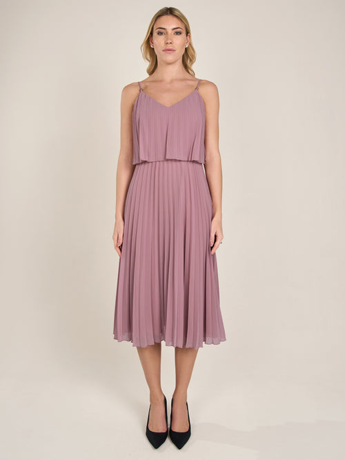 APART kurzes Plisseekleid in 2in1 Optik | mauve image 1