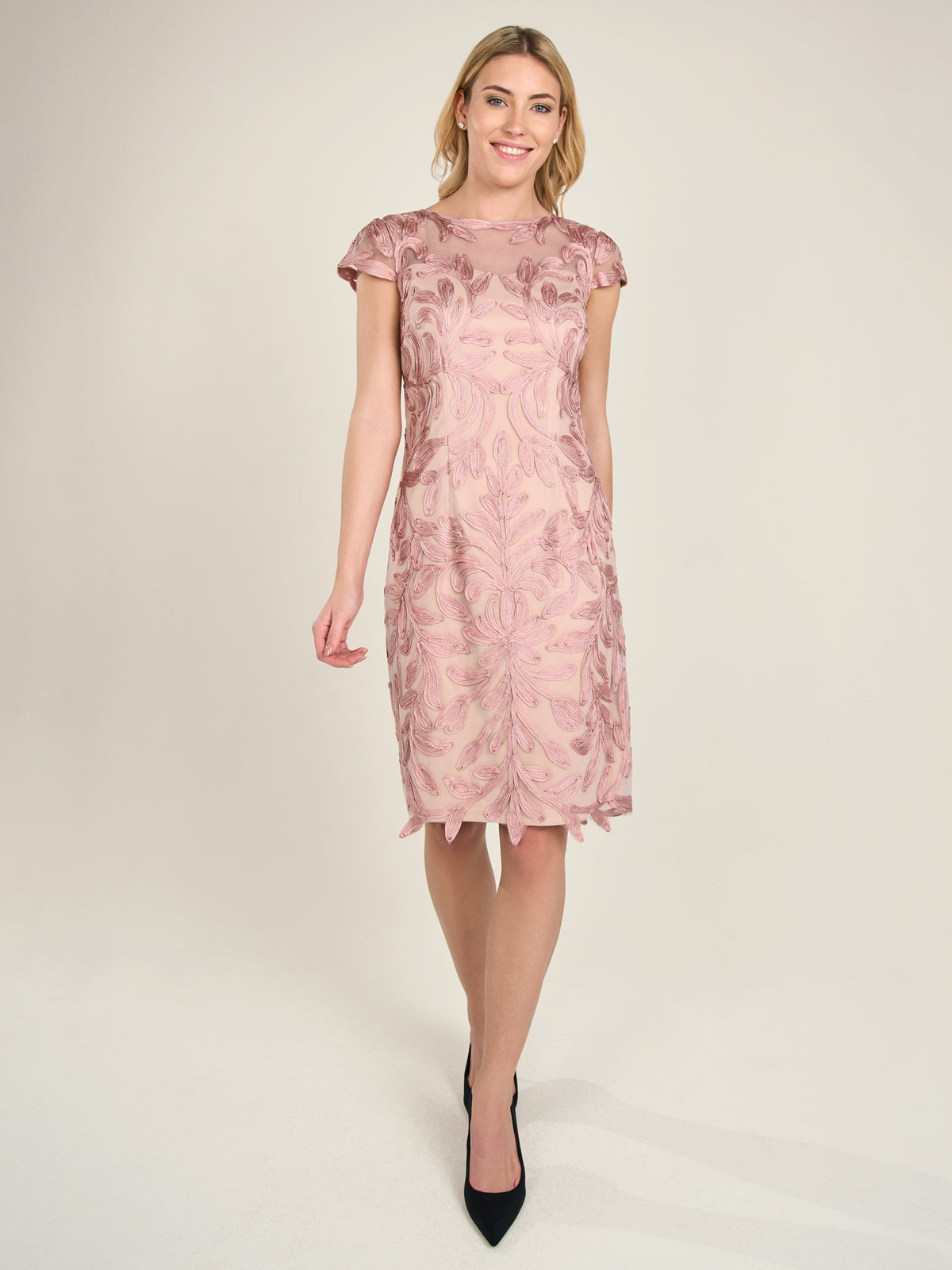 APART Cocktailkleid, aufwendig bestricktes Meshkleid | rose