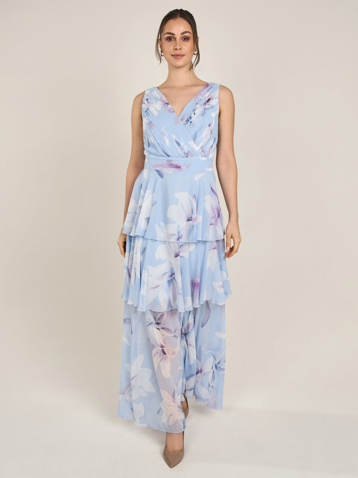 APART Abendkleid mit allover Blumenprint | hellblau-multicolor