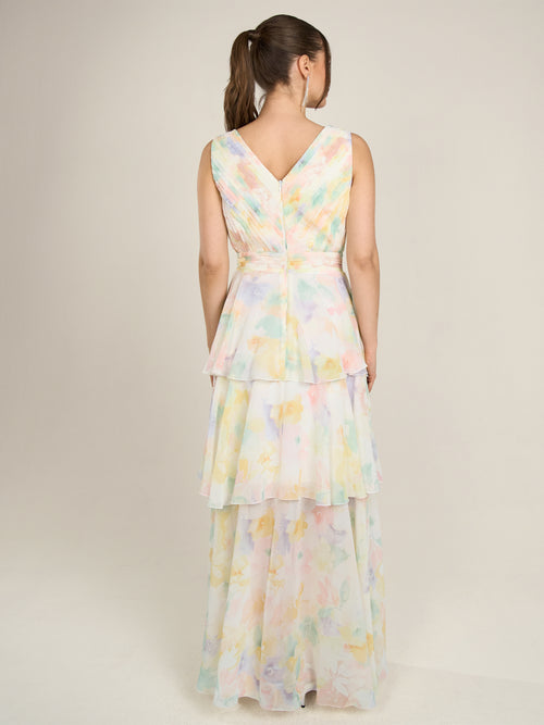 APART Abendkleid mit allover Blumenprint | vanille-multicolor image 1