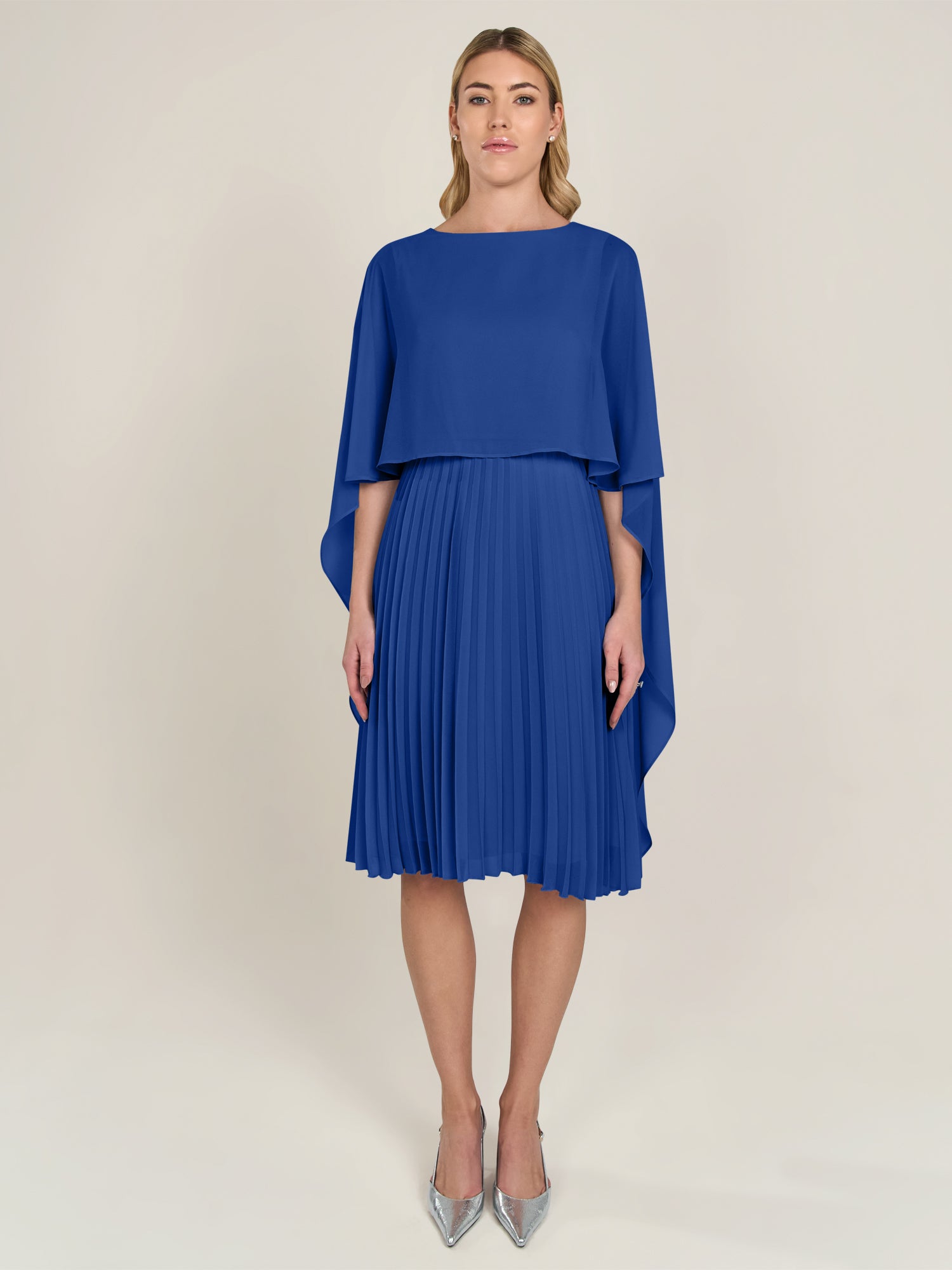 APART Cocktailkleid mit Chiffoncape und Plisseerock | royalblau