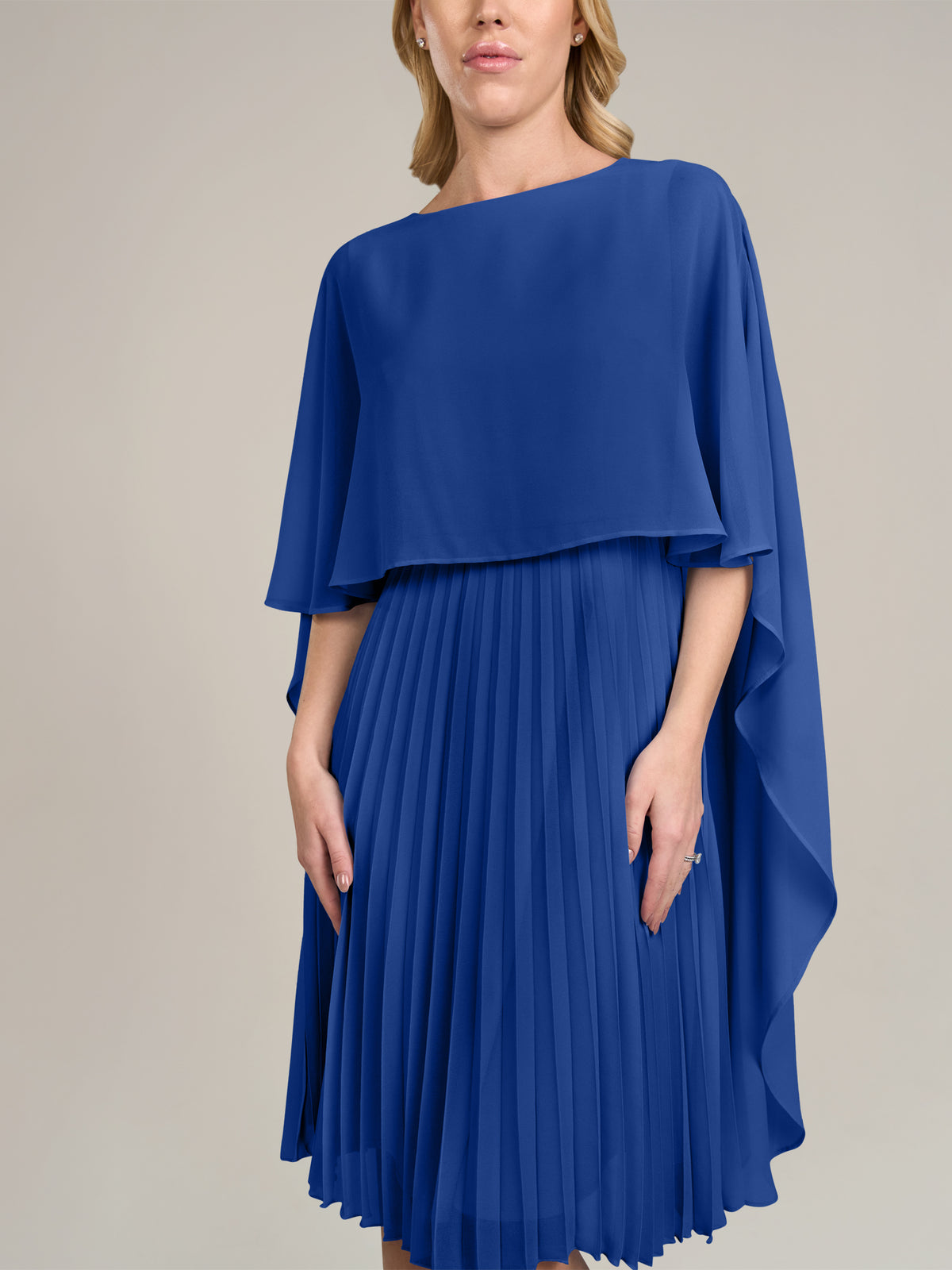 APART Cocktailkleid mit Chiffoncape und Plisseerock | royalblau