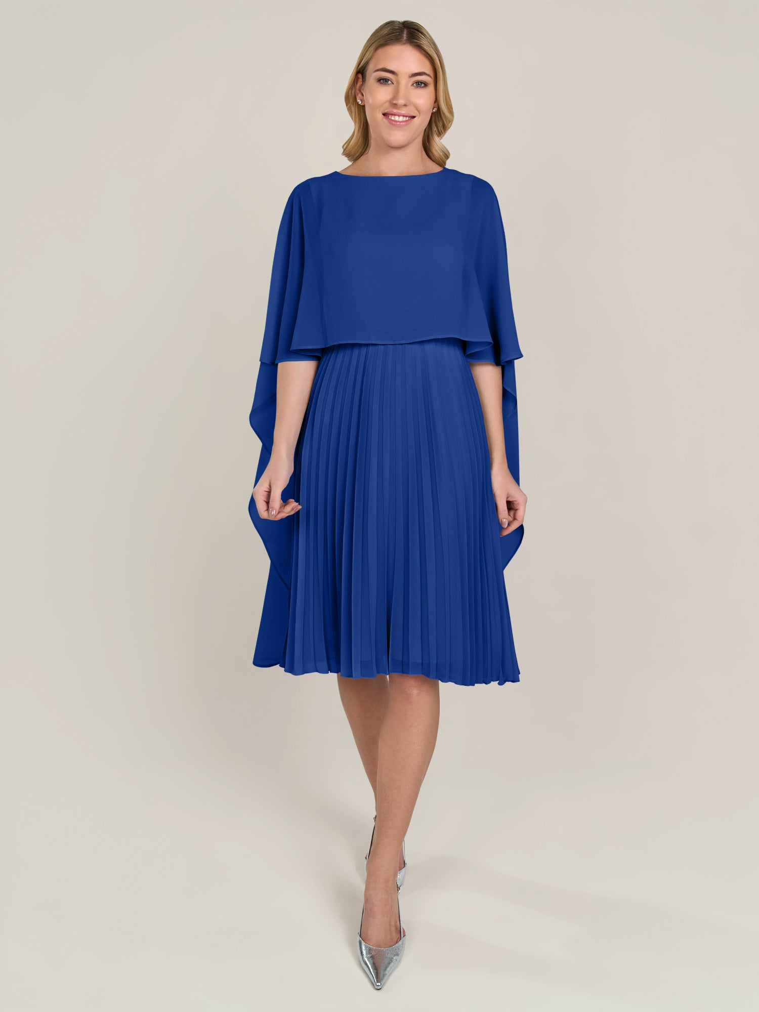 APART Cocktailkleid mit Chiffoncape und Plisseerock | royalblau