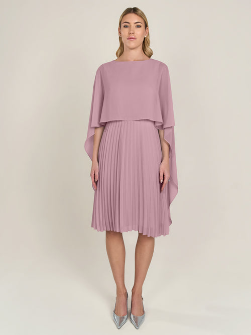 APART Cocktailkleid mit Chiffoncape und Plisseerock | mauve image 1