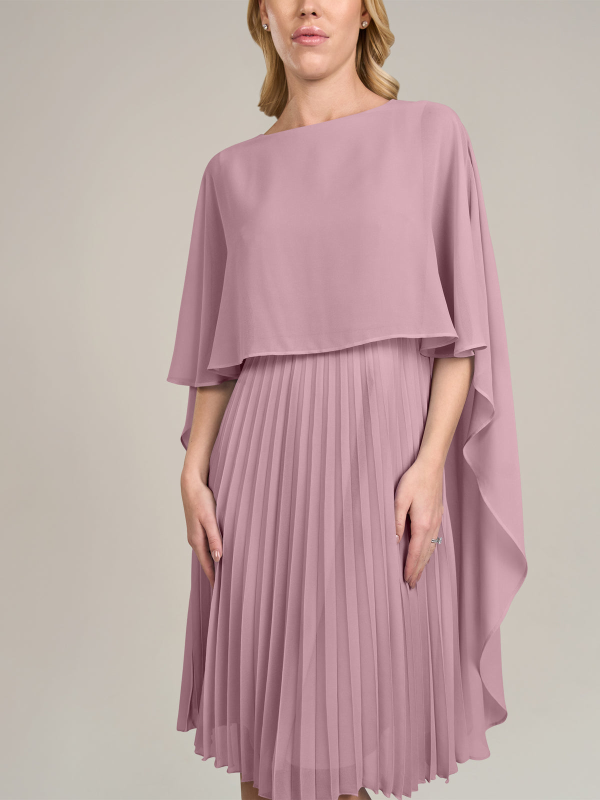 APART Cocktailkleid mit Chiffoncape und Plisseerock | mauve